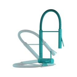 Kitchen mixer with spring and foldable spout in turquoise blue colour Nice 29034M1BT