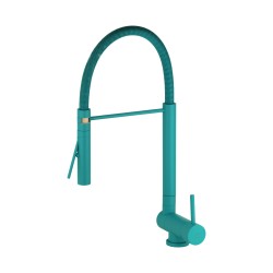 Kitchen mixer with spring and foldable spout in turquoise blue colour Nice 29034M1BT