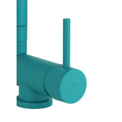 Kitchen mixer with spring and foldable spout in turquoise blue colour Nice 29034M1BT