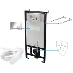 Kit complet d'installation de toilettes pour personnes handicapées avec réservoir et plaque chromée Deante VITAL CDVS6WPW