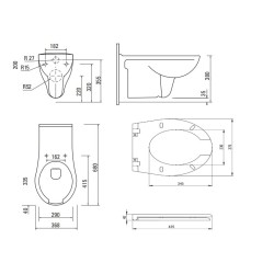 Set completo de instalación de WC para discapacitados con cisterna y placa cromada Deante VITAL CDVS6WPW