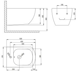 Bidet in ceramica bianco lucido installazione sospesa 520 x 370 mm Deante Anemon CDZ_6BPW