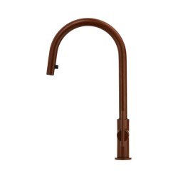 Coffee colored kitchen sink mixer with retractable hand shower Gattoni C705/PCCFF