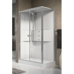 Cabine de douche multifonction asymétrique avec 1 porte coulissante Novellini Media 2.0 2P ME22P120T1F-1AB