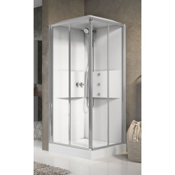 Cabine de douche d'angle multifonction 90 x 90 version hydromassage 2 portes coulissantes Novellini Media 2.0 A ME2A90T1F-1AB