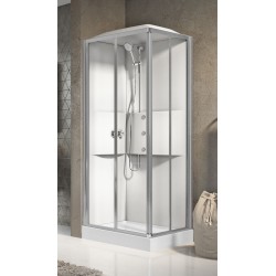 Multifunction corner shower cabin 90 x 70 hydromassage version with 2 sliding doors Novellini Media 2.0 A ME2A7090T1F-1AB