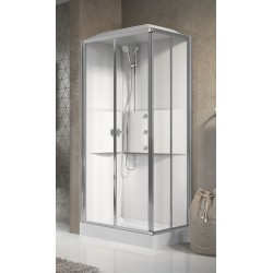 Multifunction corner shower cabin 100 x 70 hydromassage version with 2 sliding doors Novellini Media 2.0 A ME2A107T1F-1AB