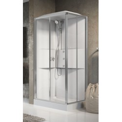 Multifunction corner shower cabin 100 x 80 hydromassage version with 2 sliding doors Novellini Media 2.0 A ME2A100T1F-1AB