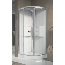 Cabine douche multifonction semi-circulaire hydromassage 90 x 90 2 portes coulissantes Novellini Media 2.0 R ME2R90T1F-1AB