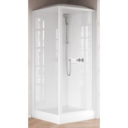 Cabine de douche 80 x 80 ouvrant avec 1 porte battante et 1 porte latérale fixe Novellini Media Glass GF MEGGF80MF-1AA