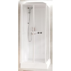 Shower cabin 80 x 80 opening with 2 sliding doors and 2 fixed in line Novellini Media Glass A MEGA80MF-1AA