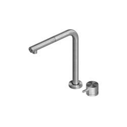 Stainless steel kitchen sink mixer with folding spout Quadro srl 443.12AS