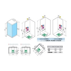 Cabine douche multifonctionnelle 80 x 80 modèle hydromassage 2 portes coulissantes LED intégrée Novellini Eon A EONA80T1F-1AB