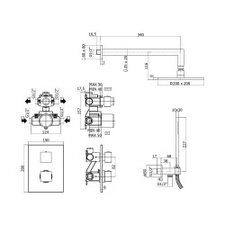 Kit set complete Termostatique pour la douche Paffoni level KITLEQ518CR/M