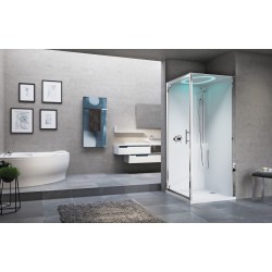 Cabine de douche multifonction 90 x 90 ouvrant 1 porte battante version standard Novellini Eon GF EONGF90TT-1AB