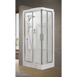 Cabine douche multifonction 80 x 80 version standard 2 portes coulissantes 2 fixes en ligne Novellini New Holiday A NNHA80TT-1B