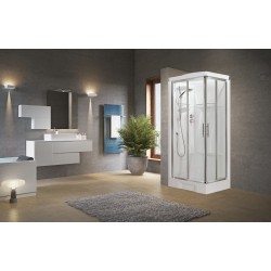 Cabine douche multifonction 80 x 80 version standard 2 portes coulissantes 2 fixes en ligne Novellini New Holiday A NNHA80TT-1B