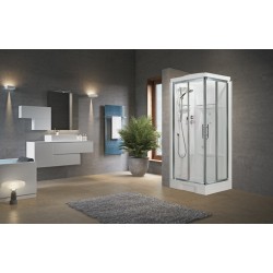 Cabine de douche multifonction 80 x 80 version hydromassage 2 portes coulissantes Novellini New Holiday A NNHA80T19F-1B