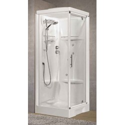 Cabine de douche multifonctions version Hydromassage 80 x 80 ouvrant 1 porte battante Novellini New Holiday GF NNHGF80T19F-1D