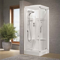 Cabine de douche multifonctions version Hydromassage 80 x 80 ouvrant 1 porte battante Novellini New Holiday GF NNHGF80T19F-1D