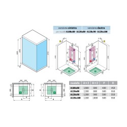 Multifunction shower cabin 100 x 80 opening 2 sliding doors right version Novellini Skill A SKIA100DT5-1UN1