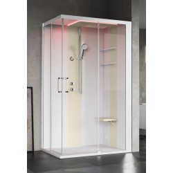 Cabine de douche multifonction 120 x 100 ouvrant 2 portes coulissantes version droite Novellini Skill A SKIA210DT5-1UN1