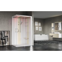 Cabine de douche multifonction 120 x 100 ouvrant 2 portes coulissantes version droite Novellini Skill A SKIA210DT5-1UN1