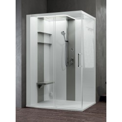 Cabine douche multifonction 140 x 80 version gauche 1 porte coulissante et 1 fixe en ligne Novellini Skill 2P SKI2P140ST5-1UN3