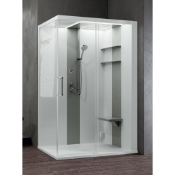 Multifunction shower cabin 140 x 80 right version 1 sliding door and 1 fixed in line Novellini Skill 2P SKI2P140DT5-1UN3