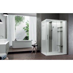 Multifunction shower cabin 140 x 80 right version 1 sliding door and 1 fixed in line Novellini Skill 2P SKI2P140DT5-1UN3