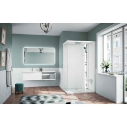 Cabine douche 120 x 80 version droite avec 1 porte coulissante et 1 ouverture fixe en ligne Novellini Glax 1 2P G212P120DTF-1UU