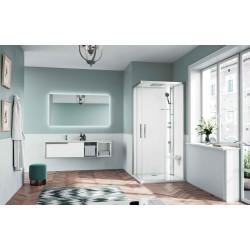 Cabine de douche multifonction 80 x 80 modèle standard avec 2 portes coulissantes Novellini Glax 1 A G21A80TF-1BB