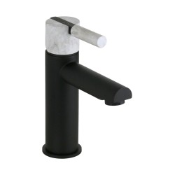 Mezclador de lavabo negro mate con mango de mármol negro FP Pattaroni UNIC°U-MF-BLKMRB01