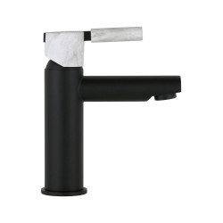 Matte black basin mixer with black marble handle FP Pattaroni UNIC°U-MF-BLKMRB01