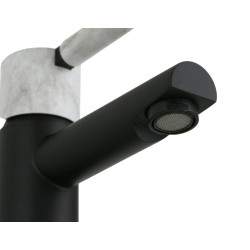 Matte black basin mixer with black marble handle FP Pattaroni UNIC°U-MF-BLKMRB01