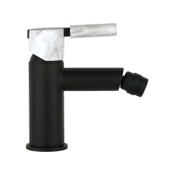 Mezclador de bidé en color negro mate con mango de mármol negro. FP Pattaroni UNIC° U-BIDET-BLKMRB01