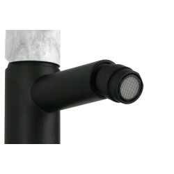 Mitigeur de bidet de couleur noir mat avec poignée en marbre noir FP Pattaroni UNIC° U-BIDET-BLKMRB01