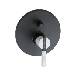 Built-in shower mixer in matt black color with black marble lever FP Pattaroni UNIC° U-SHW01-BLKMRB01