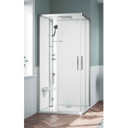 Cabina de ducha 90 x 70 con sistema de sauna Hammam, versión izquierda, 2 puertas correderas Novellini Glax 1 A G21A9070ST5-1BB