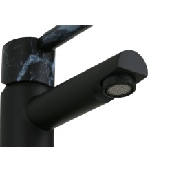 Mezclador de lavabo negro mate con mango de piedra blanca FP Pattaroni UNIC°U-MF-BLKMRB05