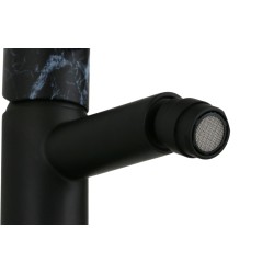 Mezclador de bidé en color negro mate con mango de piedra blanca FP Pattaroni UNIC° U-BIDET-BLKMRB05