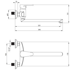 Kitchen sink mixer wall mounted with 330 mm long spout Deante Chaber BGC_080M