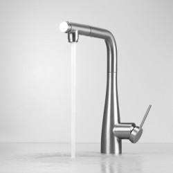 Kitchen mixer with water filter connection in brushed steel color Deante ERIDAN BRE_F75M