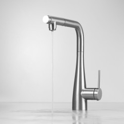 Kitchen mixer with water filter connection in brushed steel color Deante ERIDAN BRE_F75M