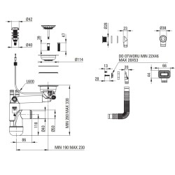 Kit di scarico lavello cucina singola vasca colore oro Deante SPACE LUX ZXY_Z911