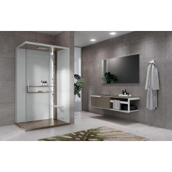 Cabina de ducha 120 x 80 versión derecha con hidromasaje más 1 apertura de puerta corredera Novellini Glax 2 2P G222P120DT1L-1TU