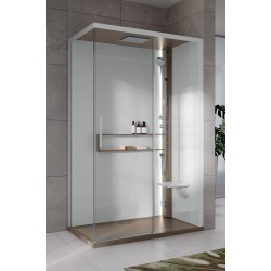 Cabina de ducha 120 x 80 versión derecha Hammam hidromasaje apertura con 1 puerta corredera Novellini Glax 2 2P G222P120DT5-1TU