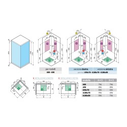 Cabine de douche 90 x 70 version gauche avec hydromassage 2 portes coulissantes Novellini Glax 2 A G22A9070ST1-1UU