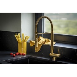 Kitchen mixer with folding spout in brushed gold color Nice 29034M1OS