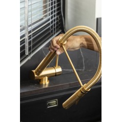 Kitchen mixer with folding spout in brushed gold color Nice 29034M1OS